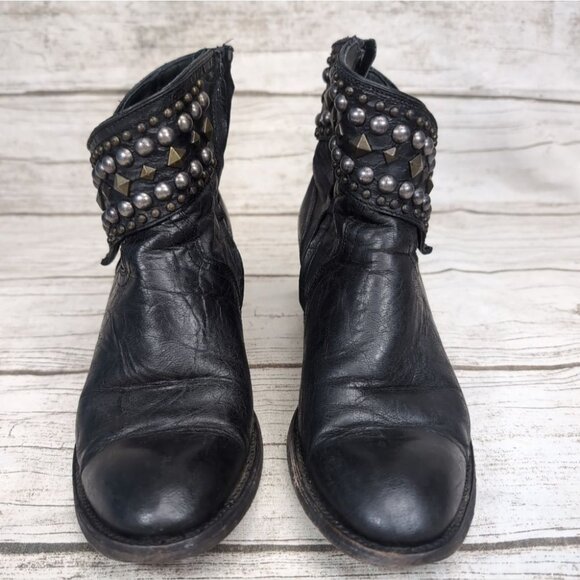 Old Gringo Studded Black Leather Heeled Biker Moto Boots Women Size 7.5 - Picture 2 of 13